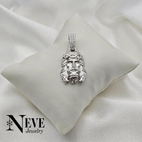 Sterling Silver & Moissanite Luxury Christ Head Pendant